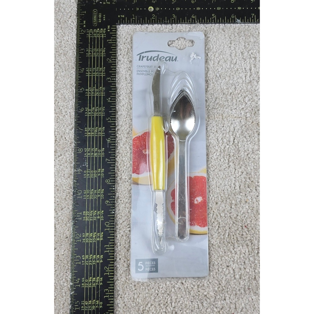 Trudeau Grapefruit Set Yellow Stainless Steel 5 Piece Knife & Spoons